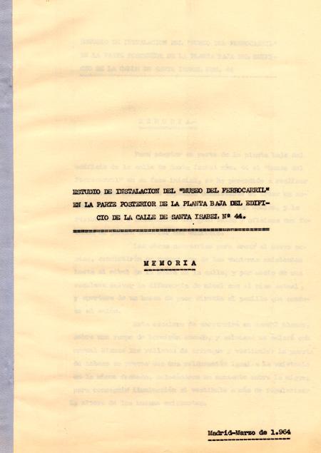 Memoria y presupuesto del estudio de instalacin del Museo del Ferrocarril