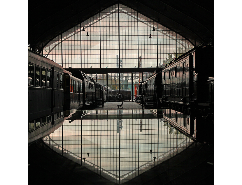 Imagen retocada de la Sala de Traccin del Museo del Ferrocarril de Madrid