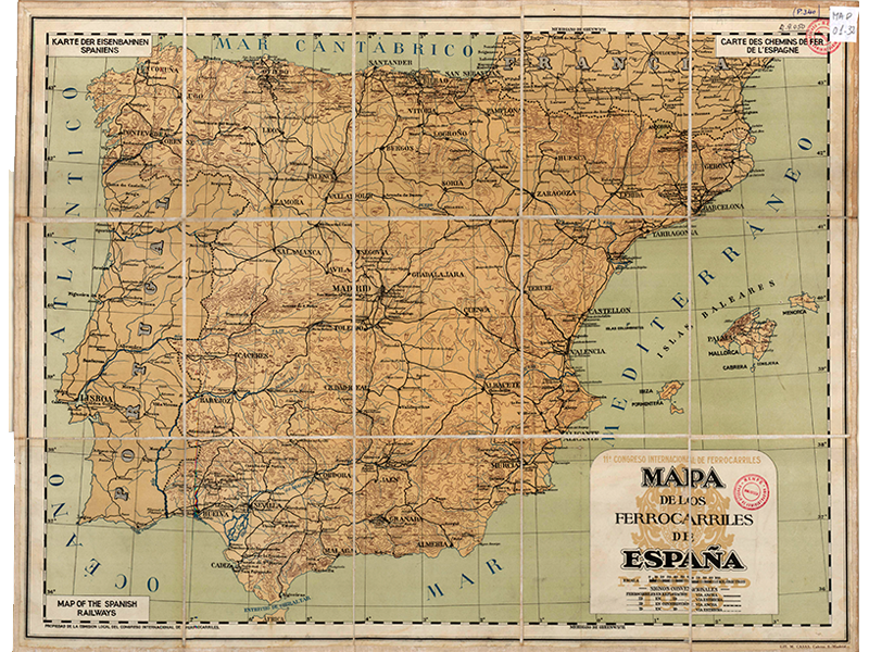 Mapa de los ferrocarriles de España. 1930. Signatura MAP 01-32