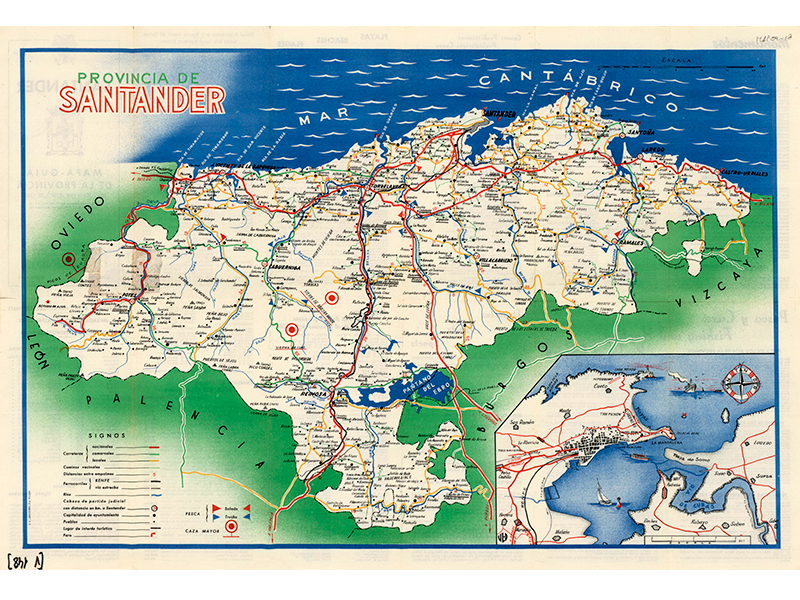 Santander: mapa-guía de la provincia. Junta de Turismo. 195?. Signatura MAP 04-17