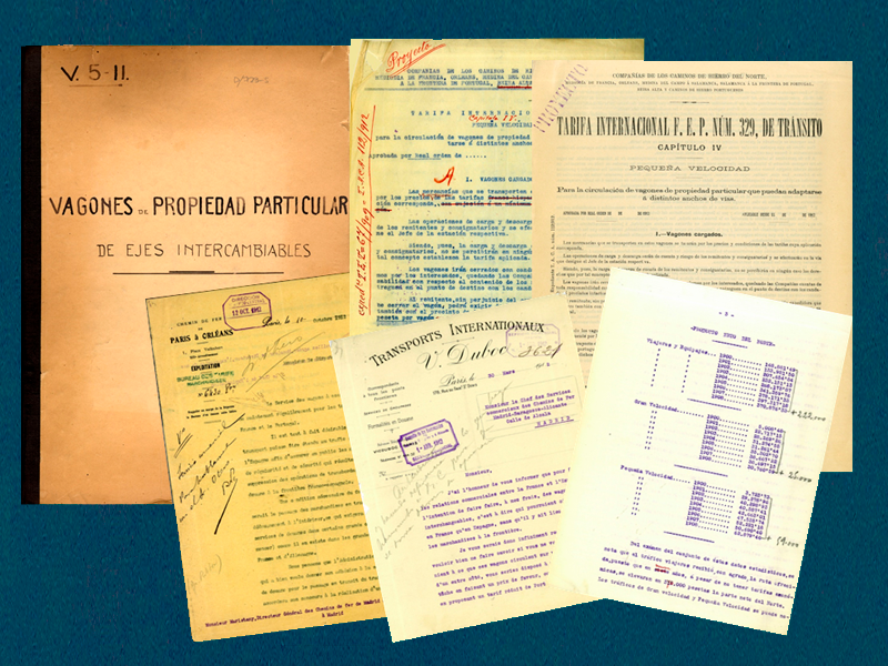 Transporte de vagones de propiedad particular de ejes intercambiables entre Francia, España y Portugal. Años 1909-1942. Sign. D-0723-005