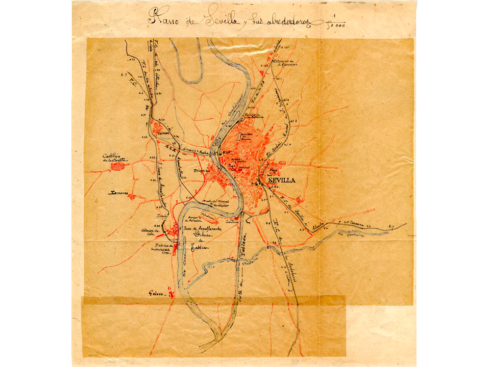 Plano de Sevilla y sus alrededores. Año ca. 1920. Sign. D -0327-001