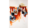 Los artistas en el tren. Fernando Vicente Snchez (Acrlico sobre papel, 2009) Medidas: 50 x 34 cm. - Pieza IG: 07406