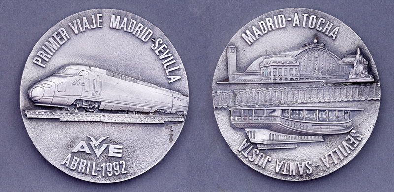 Viaje inaugural tren AVE Madrid-Sevilla, abril 1992