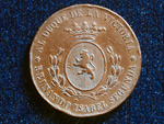 Medalla conmemorativa  de la inauguracin del Ferrocarril Madrid-Zaragoza, como recompensa a los batallones 2 y 3, Artillera y los Bomberos de la Milicia Nacional de Zaragoza (Annimo, 1856) - Pieza IG: 00771