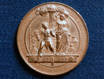 Medalla conmemorativa de la inauguracin de la lnea directa de Madrid-Ciudad Real, 3 de febrero de 1879 (Grab. Esteban Lozano Jos, Inv. J. Comba, Madrid, 1879). Donacin: Francisco Wais Sanmartn - Pieza IG: 00773
