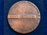 Medalla conmemorativa de la inauguracin del Ferrocarril Madrid-Burgos (Manolo Prieto, Madrid, 1968). Donacin: Sr. Urcola - Pieza IG: 00788