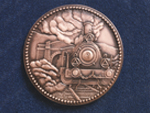 Medalla conmemorativa del Centenario de la inauguracin de la comunicacin ferroviaria Len-Asturias, 1884-1984 (Annimo, 1984) - Pieza IG: 00808