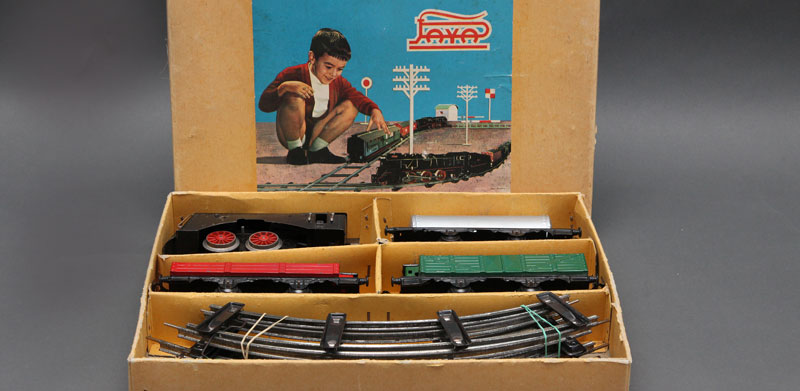 Caja de tren de juguete, locomotora de vapor “Payá”