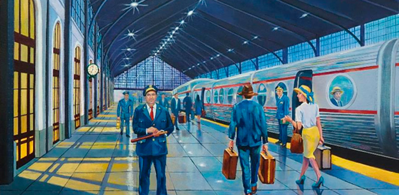 Jefe de estaci�n junto al Talgo