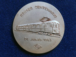 Medalla conmemorativa del Centenario del Ferrocarril de Sarri a Barcelona, 1863-1963 (X. & F. Calic, Barcelona, 1963) - Pieza IG: 00785