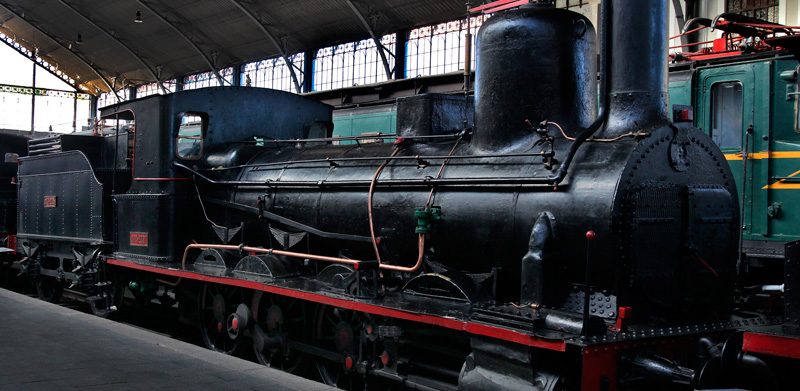 Locomotora de vapor RENFE 040-2091 El Cinca. Rodaje tipo eight wheel (Schneider & Ce., Francia, 1863)